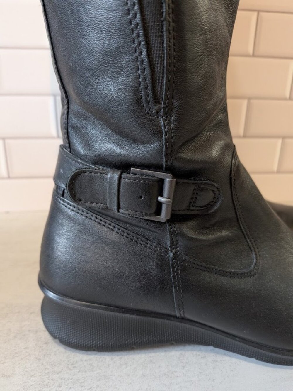 NEAR NEW! ECCO "Babett" Wedge GTX Tall Waterproof Boots - Women's Size 6 - Black - Picture 8 of 11